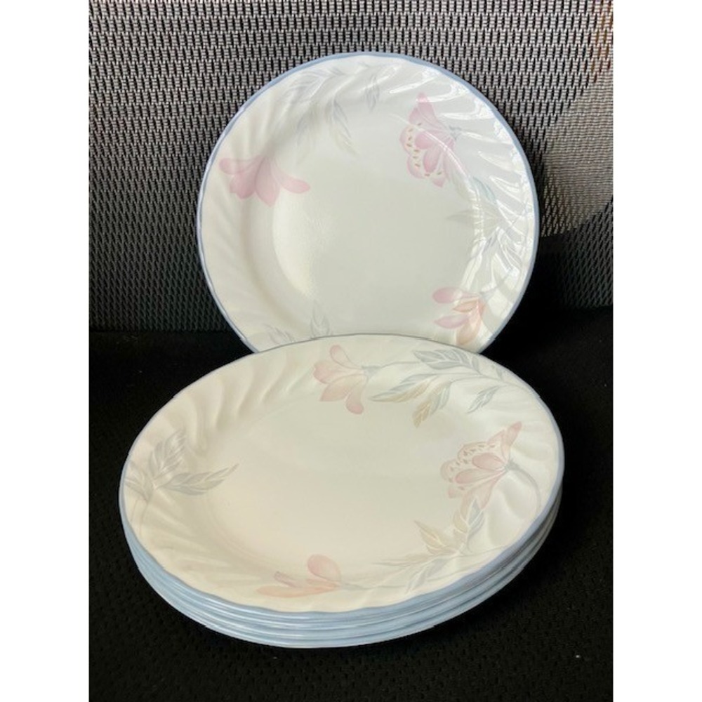 Vintage Corelle Pink Trio 7.25" Bread Dessert Salad Plates 5 PIECE SET